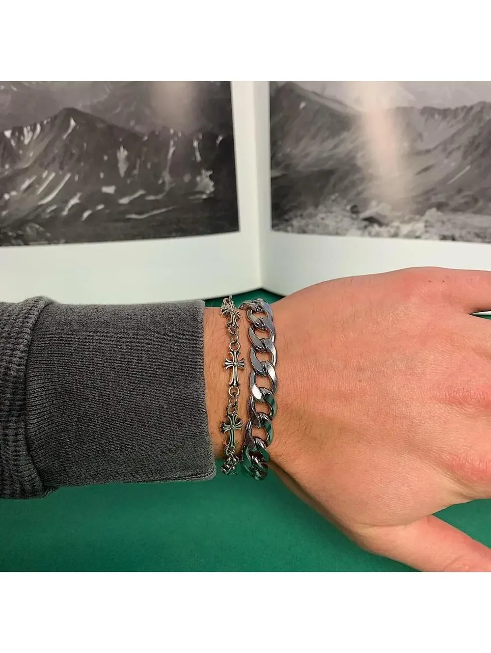 Y2k 2000s style Silver Stainless Steel Heavy High Quality Cuban Link bracelet.